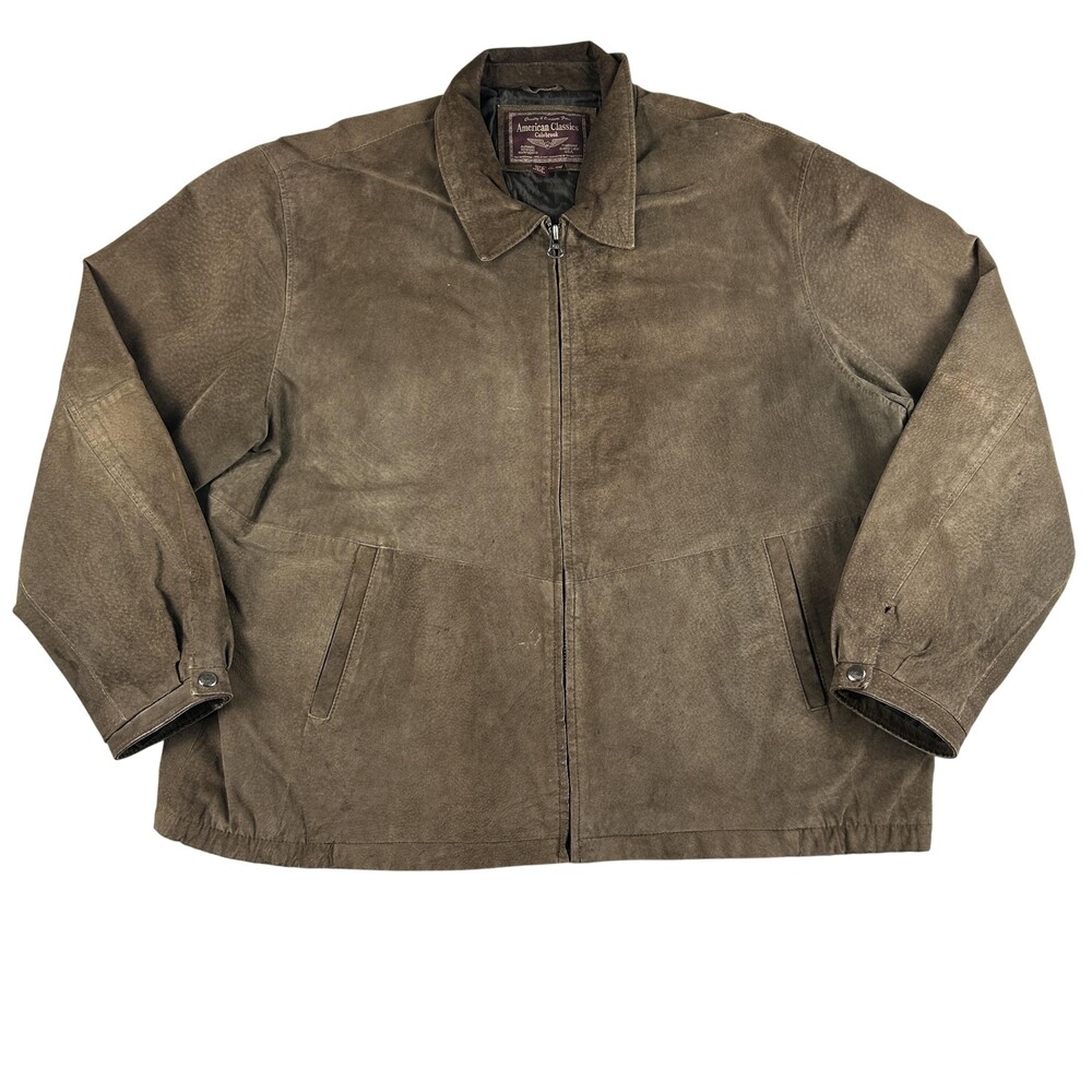 American Classics Colebrook Jacket Mens 2XL Brown Leather Bomber Lined Full Zip